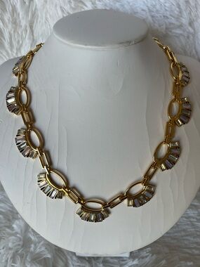kate spade Gold Link Necklace with Iridescent Baguette Crystals